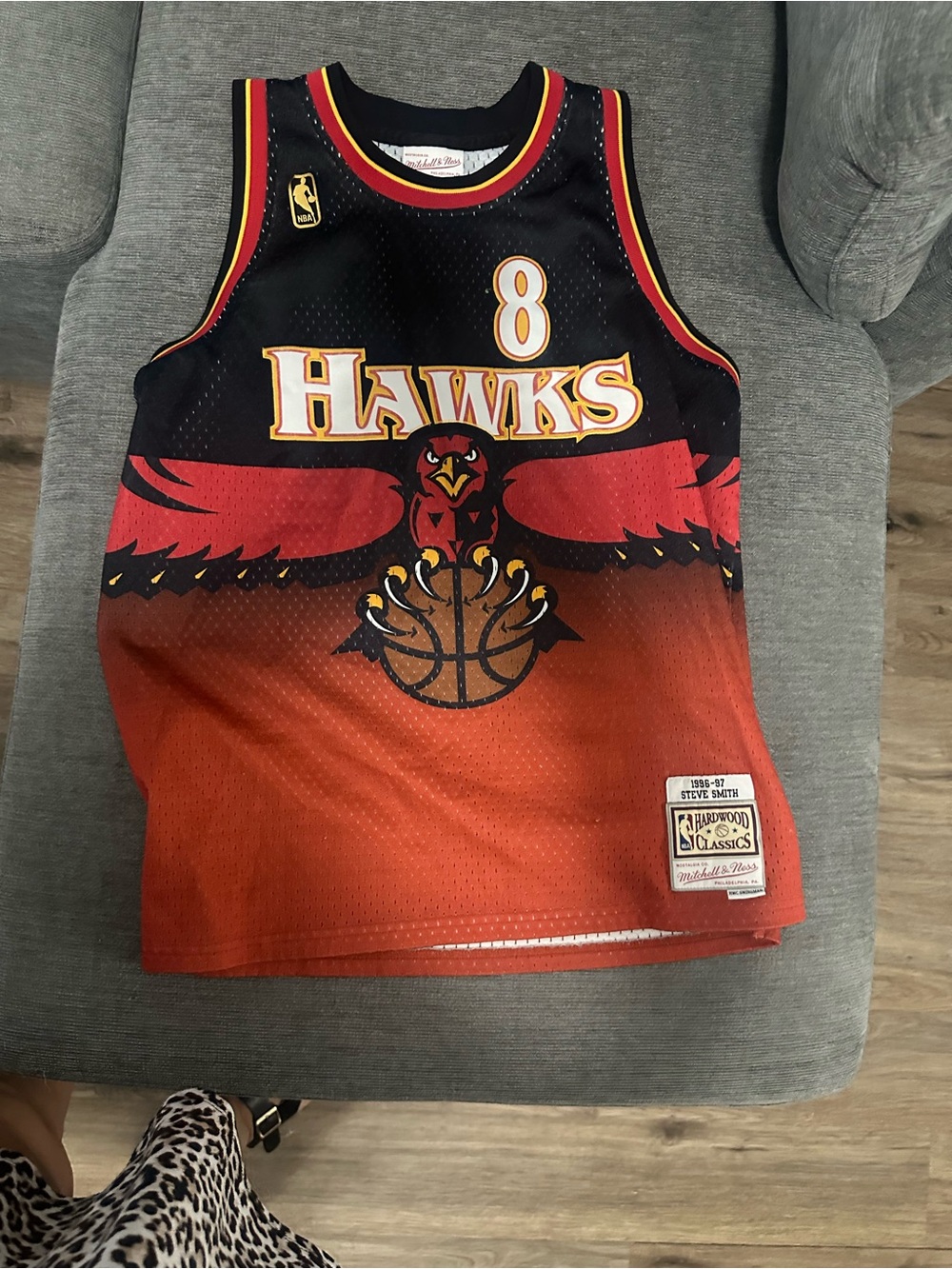 Mitchell & Ness Kids Atlanta Hawks #8 Black/Red Gradient Jersey